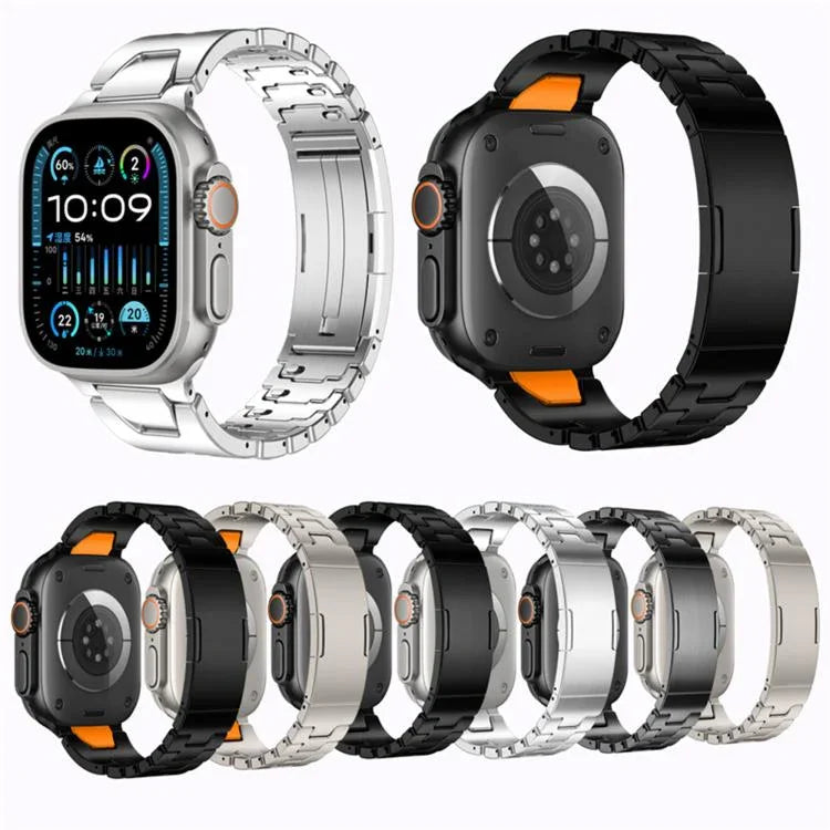 H型快速釋放蝴蝶扣不鏽鋼錶帶，適用於 Apple Watch 44mm / 45mm / 46mm / 49mm，適用於 Apple Watch 42mm / 41mm / 40mm / 38mm