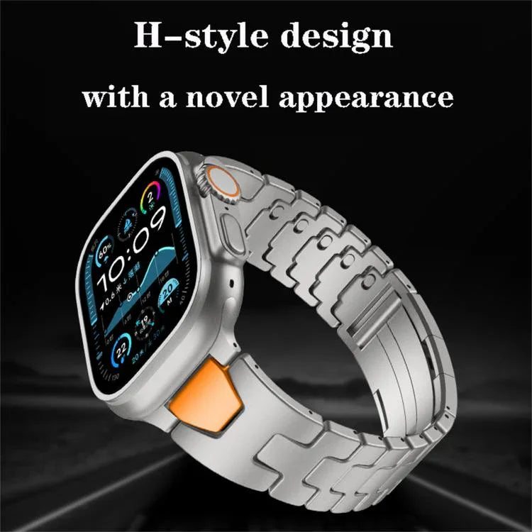 H型快速釋放蝴蝶扣不鏽鋼錶帶，適用於 Apple Watch 44mm / 45mm / 46mm / 49mm，適用於 Apple Watch 42mm / 41mm / 40mm / 38mm