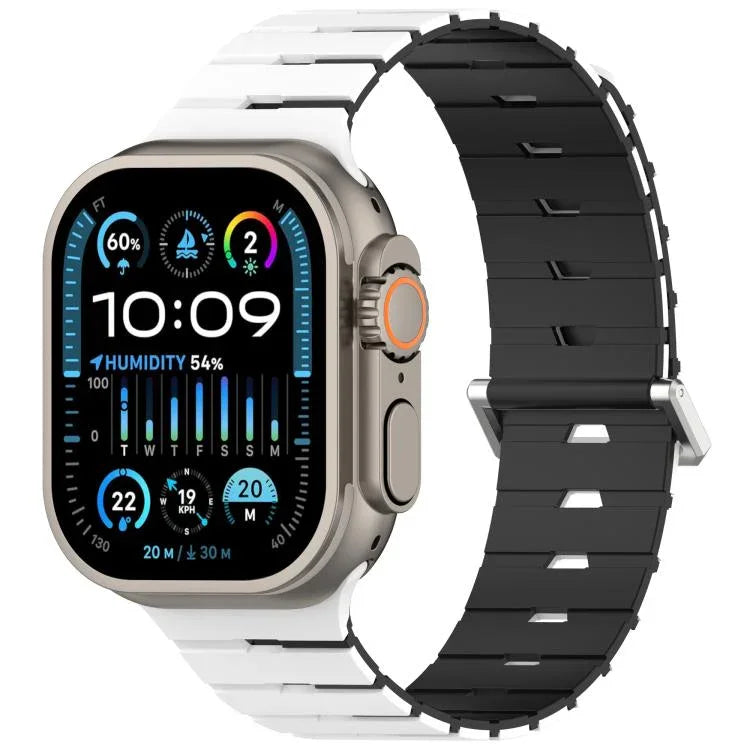 口琴風格磁吸雙色矽膠錶帶，適用於 Apple Watch 46mm / 49mm / 45mm / 44mm，適用於 Apple Watch 42mm / 41mm / 40mm / 38mm