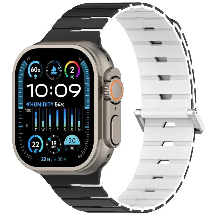 Melodica-Style Magnetic Dual-Color Silicone Watch Band, For Apple Watch 46mm / 49mm / 45mm / 44mm, For Apple Watch 42mm / 41mm / 40mm / 38mm