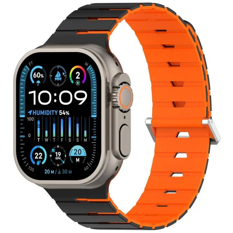 Melodica-Style Magnetic Dual-Color Silicone Watch Band, For Apple Watch 46mm / 49mm / 45mm / 44mm, For Apple Watch 42mm / 41mm / 40mm / 38mm
