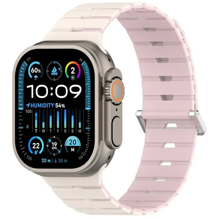 Melodica-Style Magnetic Dual-Color Silicone Watch Band, For Apple Watch 46mm / 49mm / 45mm / 44mm, For Apple Watch 42mm / 41mm / 40mm / 38mm