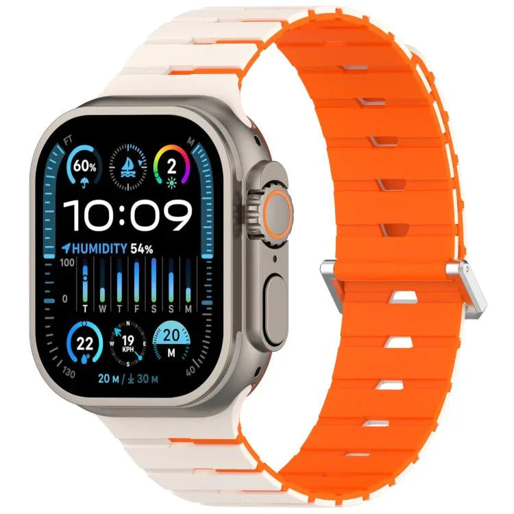 Melodica-Style Magnetic Dual-Color Silicone Watch Band, For Apple Watch 46mm / 49mm / 45mm / 44mm, For Apple Watch 42mm / 41mm / 40mm / 38mm
