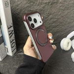 無框皮革紋PC MagSafe手機殼，適用於iPhone 17 Pro Max、iPhone 17 Pro、iPhone 17、iPhone Air、iPhone 16 Pro Max、iPhone 16 Pro