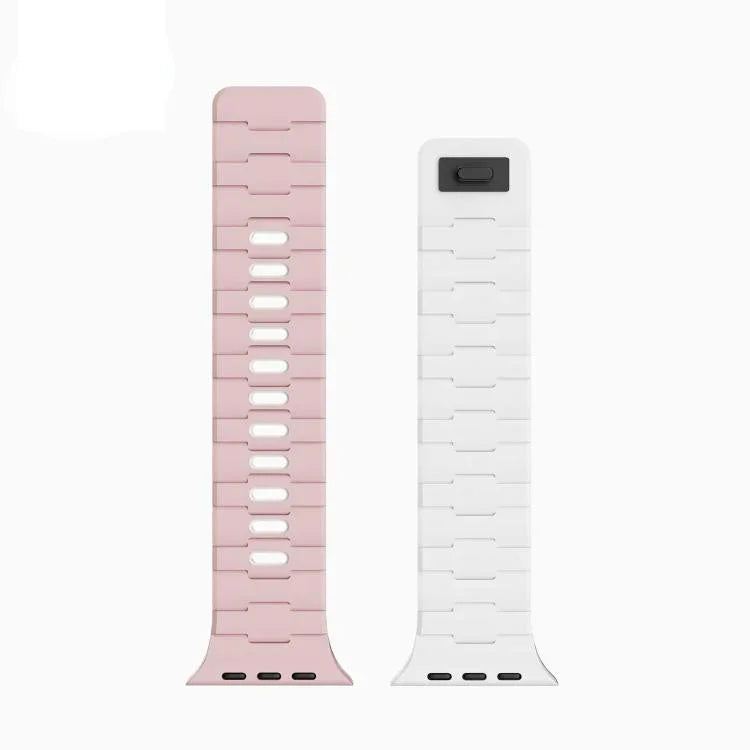 馬紋壓花單針磁吸矽膠錶帶，適用於 Apple Watch 46mm / 49mm / 45mm / 44mm