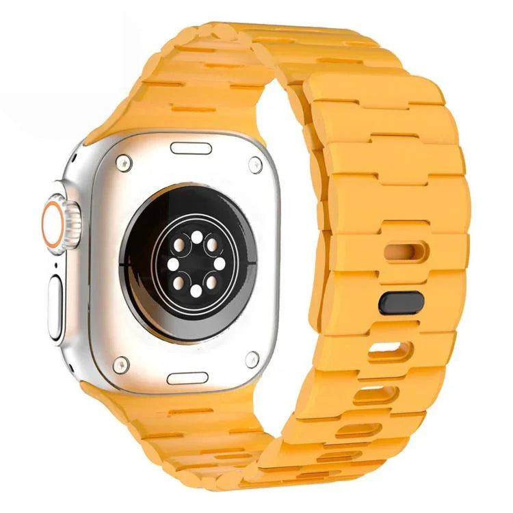 馬紋壓花單針磁吸矽膠錶帶，適用於 Apple Watch 46mm / 49mm / 45mm / 44mm