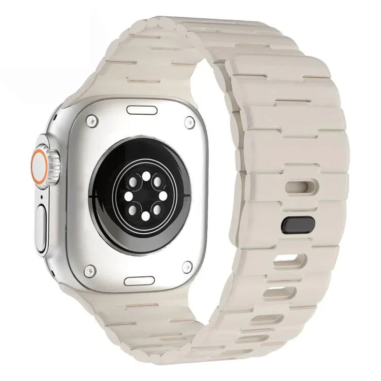 馬紋壓花單針磁吸矽膠錶帶，適用於 Apple Watch 46mm / 49mm / 45mm / 44mm