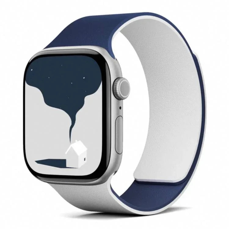 雙色荔枝紋磁性矽膠錶帶，適用於 Apple Watch 46mm / 49mm / 45mm / 44mm，適用於 Apple Watch 42mm / 41mm / 40mm / 38mm