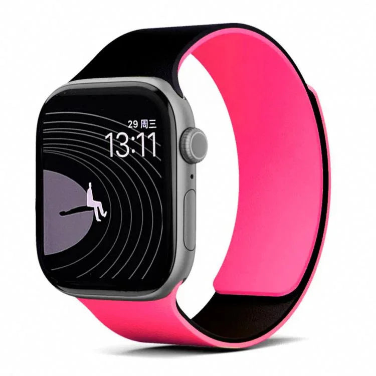 雙色荔枝紋磁性矽膠錶帶，適用於 Apple Watch 46mm / 49mm / 45mm / 44mm，適用於 Apple Watch 42mm / 41mm / 40mm / 38mm