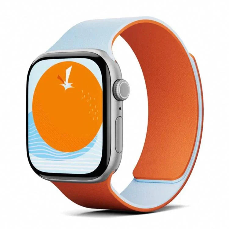 雙色荔枝紋磁性矽膠錶帶，適用於 Apple Watch 46mm / 49mm / 45mm / 44mm，適用於 Apple Watch 42mm / 41mm / 40mm / 38mm