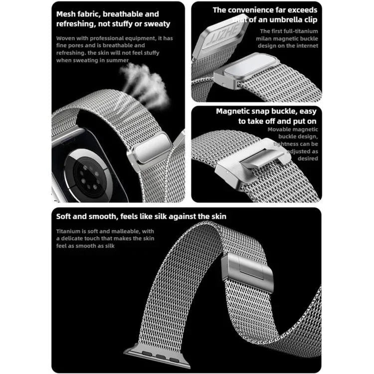 米蘭磁扣全鈦金屬錶帶，適用於 Apple Watch 46mm / 49mm / 45mm / 44mm