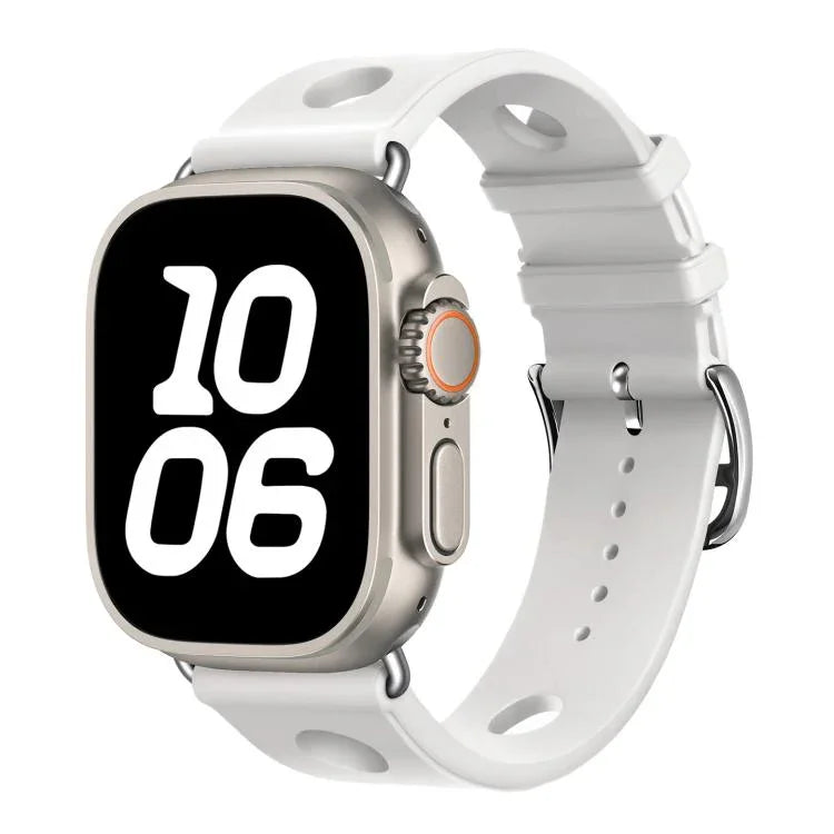 梯形扣孔矽膠錶帶，適用於 Apple Watch 46mm / 49mm / 45mm / 44mm，適用於 Apple Watch 42mm / 41mm / 40mm / 38mm
