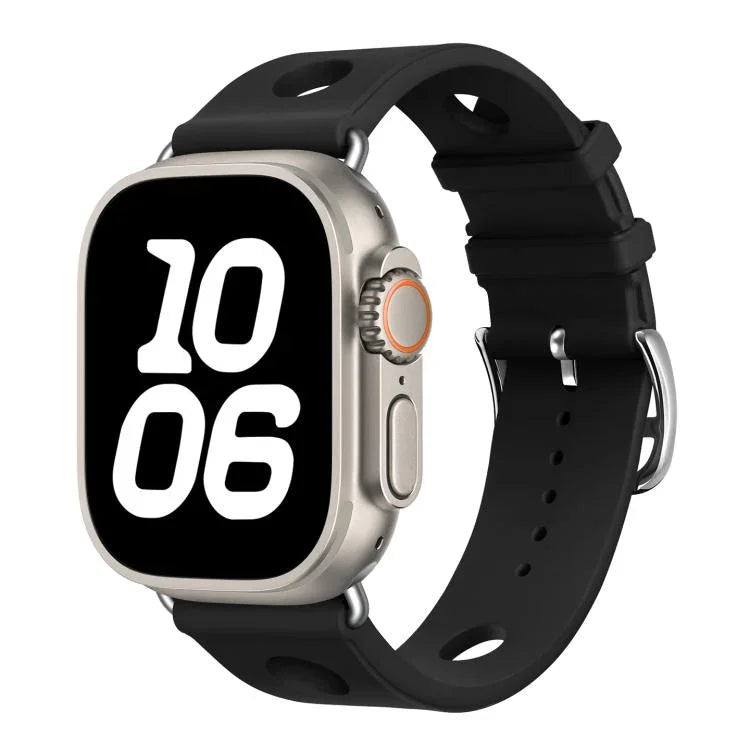梯形扣孔矽膠錶帶，適用於 Apple Watch 46mm / 49mm / 45mm / 44mm，適用於 Apple Watch 42mm / 41mm / 40mm / 38mm