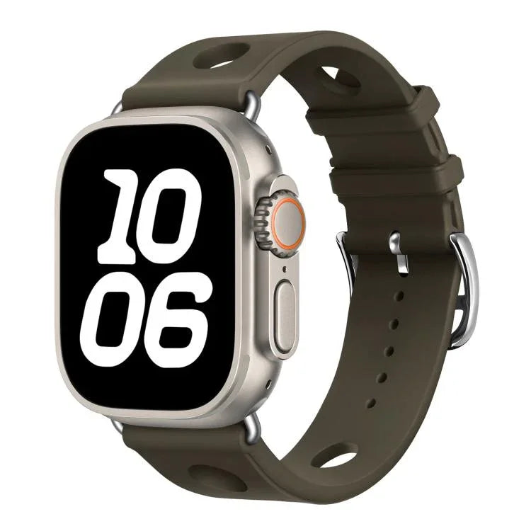 梯形扣孔矽膠錶帶，適用於 Apple Watch 46mm / 49mm / 45mm / 44mm，適用於 Apple Watch 42mm / 41mm / 40mm / 38mm