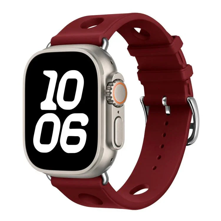 梯形扣孔矽膠錶帶，適用於 Apple Watch 46mm / 49mm / 45mm / 44mm，適用於 Apple Watch 42mm / 41mm / 40mm / 38mm