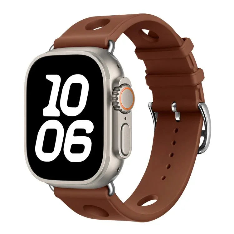 梯形扣孔矽膠錶帶，適用於 Apple Watch 46mm / 49mm / 45mm / 44mm，適用於 Apple Watch 42mm / 41mm / 40mm / 38mm