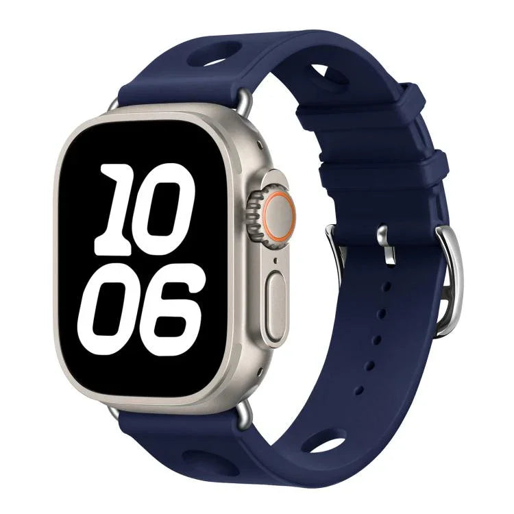 梯形扣孔矽膠錶帶，適用於 Apple Watch 46mm / 49mm / 45mm / 44mm，適用於 Apple Watch 42mm / 41mm / 40mm / 38mm