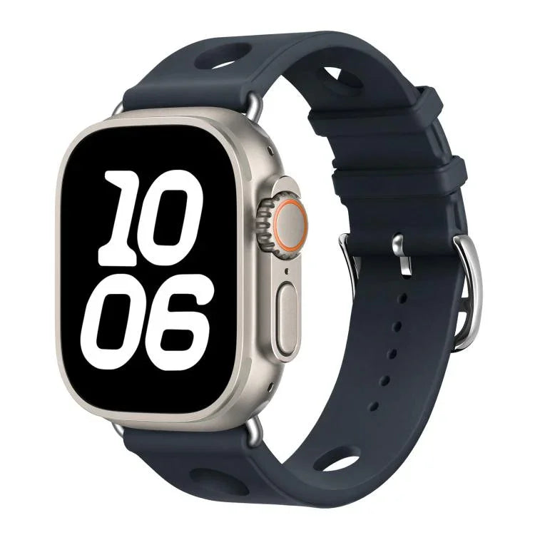 梯形扣孔矽膠錶帶，適用於 Apple Watch 46mm / 49mm / 45mm / 44mm，適用於 Apple Watch 42mm / 41mm / 40mm / 38mm