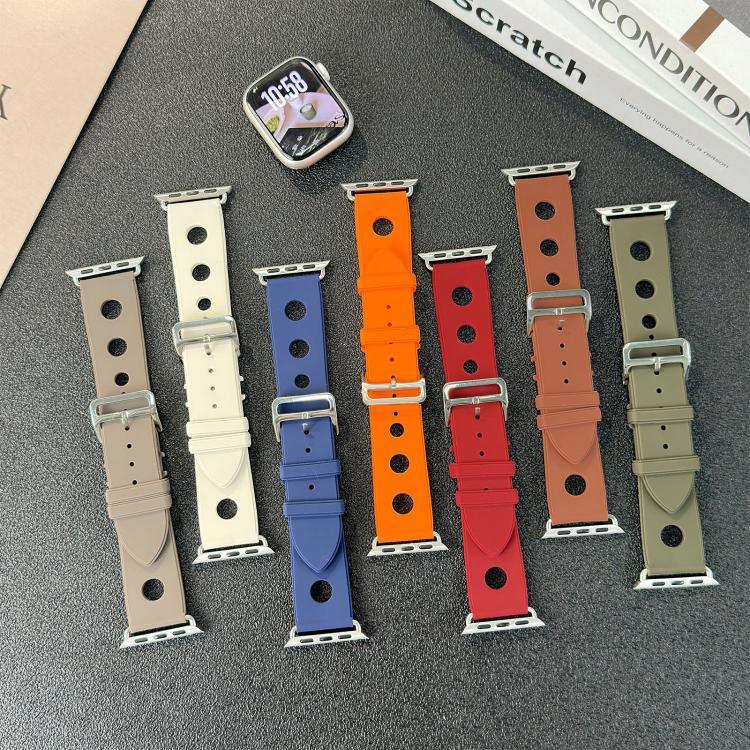 梯形扣孔矽膠錶帶，適用於 Apple Watch 46mm / 49mm / 45mm / 44mm，適用於 Apple Watch 42mm / 41mm / 40mm / 38mm