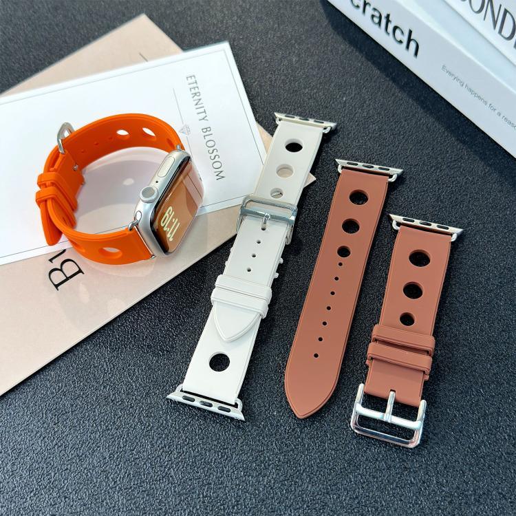 梯形扣孔矽膠錶帶，適用於 Apple Watch 46mm / 49mm / 45mm / 44mm，適用於 Apple Watch 42mm / 41mm / 40mm / 38mm