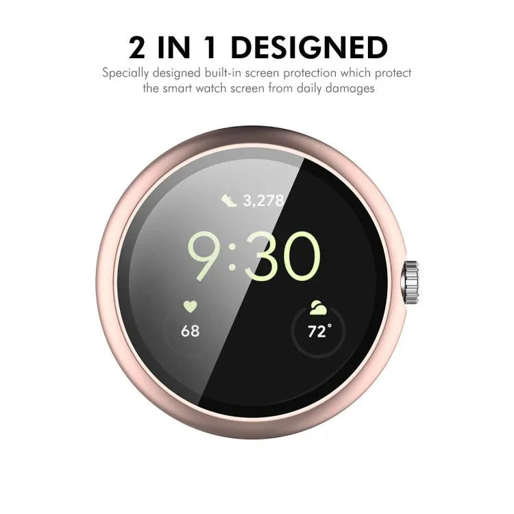 ENKAY Hat-Prince 全覆蓋鋼化玻璃膜一體成型 PC 錶殼，Google Pixel Watch 4 45mm，適用於 Google Pixel Watch 4 41mm