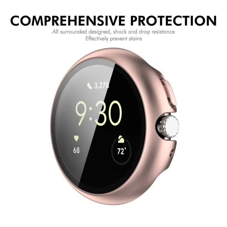 ENKAY Hat-Prince 全覆蓋鋼化玻璃膜一體成型 PC 錶殼，Google Pixel Watch 4 45mm，適用於 Google Pixel Watch 4 41mm