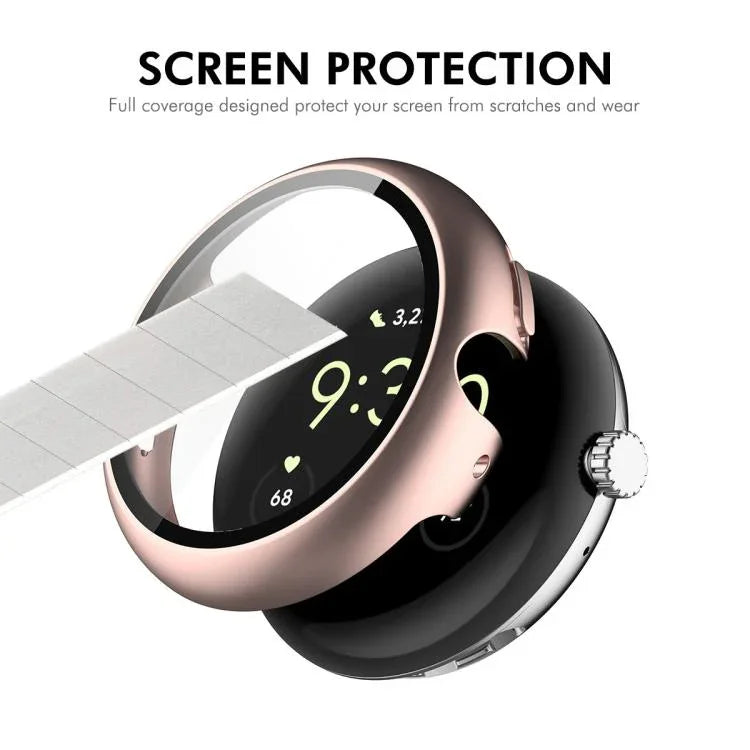 ENKAY Hat-Prince 全覆蓋鋼化玻璃膜一體成型 PC 錶殼，Google Pixel Watch 4 45mm，適用於 Google Pixel Watch 4 41mm