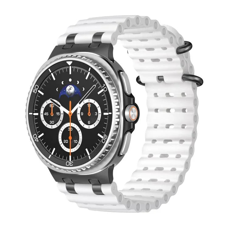 海洋透氣孔黑色環扣矽膠錶帶，適用於 Samsung Galaxy Watch8 / Watch8 Classic