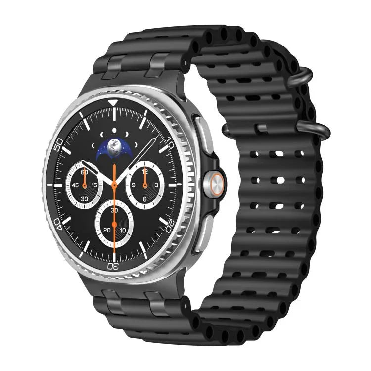 海洋透氣孔黑色環扣矽膠錶帶，適用於 Samsung Galaxy Watch8 / Watch8 Classic