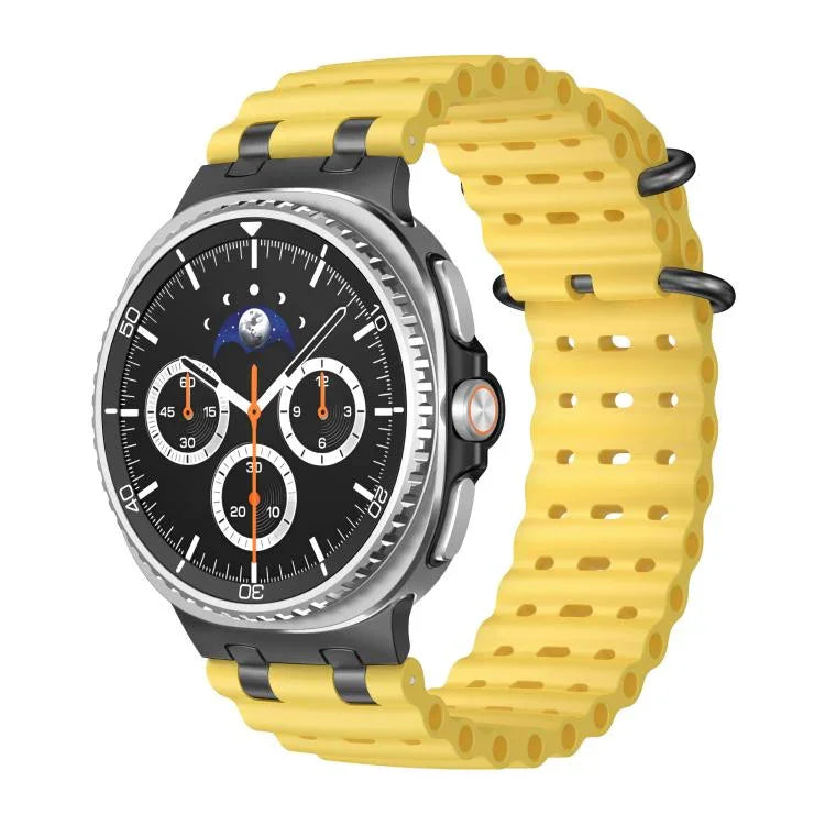 海洋透氣孔黑色環扣矽膠錶帶，適用於 Samsung Galaxy Watch8 / Watch8 Classic