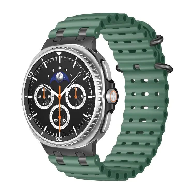 海洋透氣孔黑色環扣矽膠錶帶，適用於 Samsung Galaxy Watch8 / Watch8 Classic