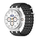 海洋透氣孔銀色環扣矽膠錶帶，適用於 Samsung Galaxy Watch8 / Watch8 Classic