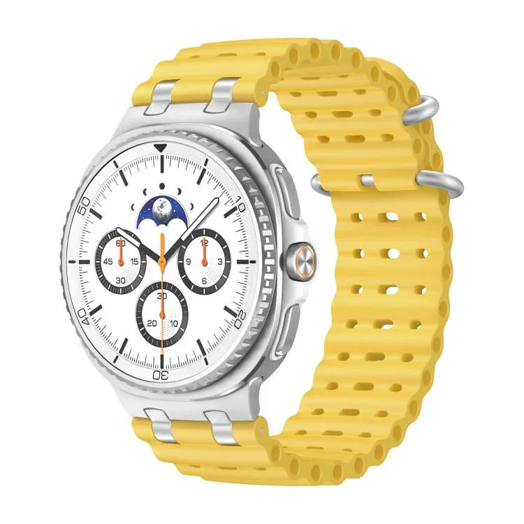 海洋透氣孔銀色環扣矽膠錶帶，適用於 Samsung Galaxy Watch8 / Watch8 Classic