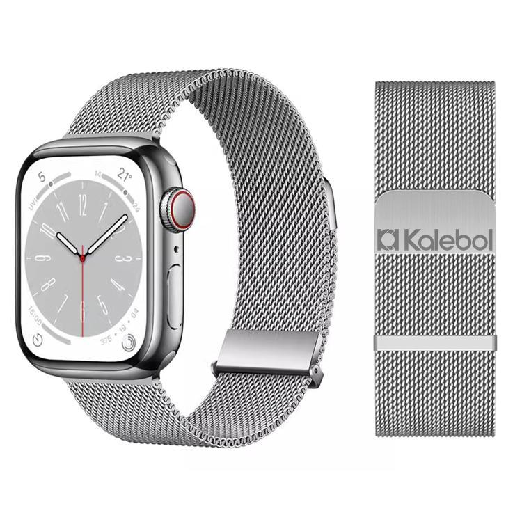 Kalebol 雙鏈節米蘭雙磁性不鏽鋼錶帶，適用於 Apple Watch 46mm / 49mm / 45mm / 44mm，適用於 Apple Watch 42mm / 41mm / 40mm / 38mm