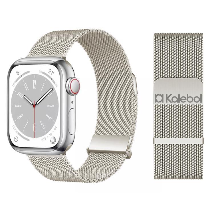 Kalebol 雙鏈節米蘭雙磁性不鏽鋼錶帶，適用於 Apple Watch 46mm / 49mm / 45mm / 44mm，適用於 Apple Watch 42mm / 41mm / 40mm / 38mm