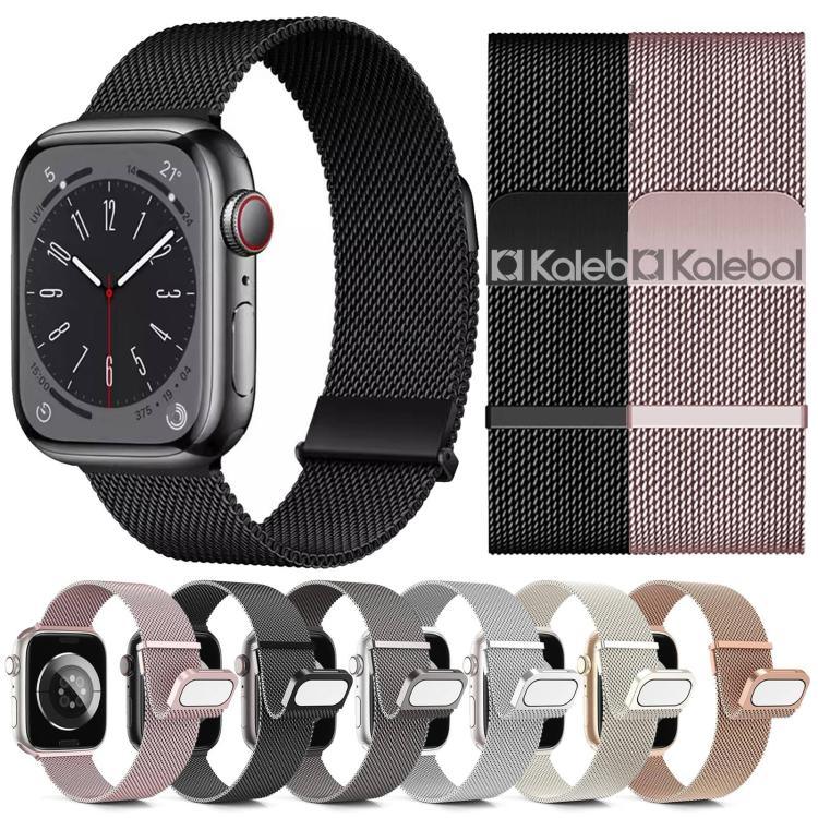 Kalebol 雙鏈節米蘭雙磁性不鏽鋼錶帶，適用於 Apple Watch 46mm / 49mm / 45mm / 44mm，適用於 Apple Watch 42mm / 41mm / 40mm / 38mm