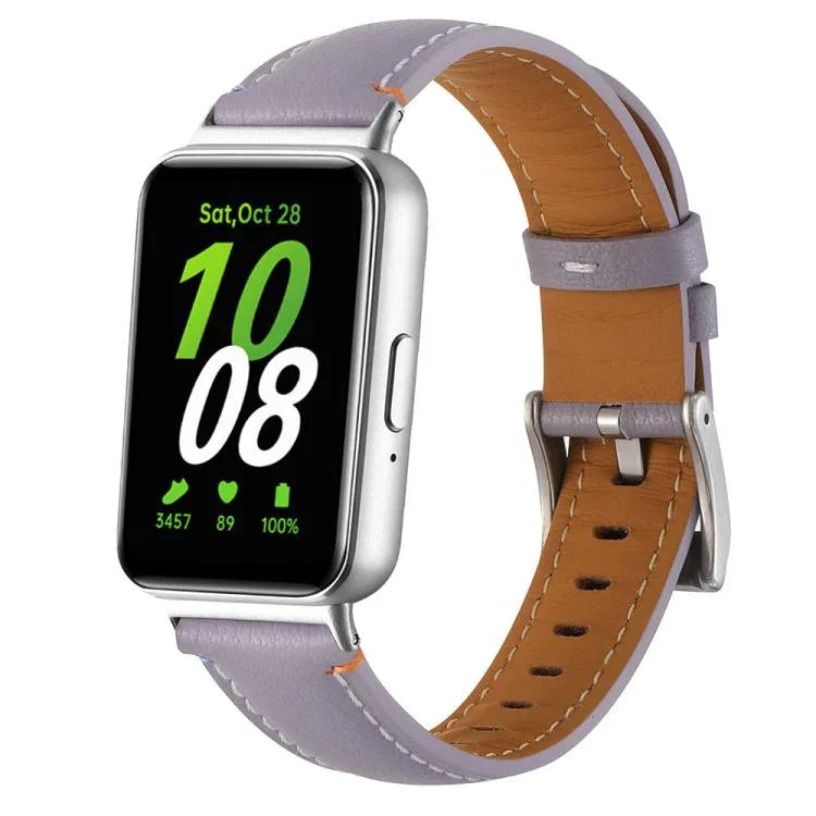 縫線尖尾皮革錶帶，適用於 Samsung Galaxy Fit 3