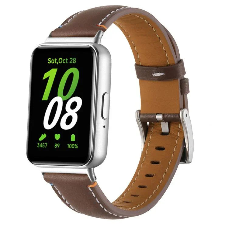 縫線尖尾皮革錶帶，適用於 Samsung Galaxy Fit 3