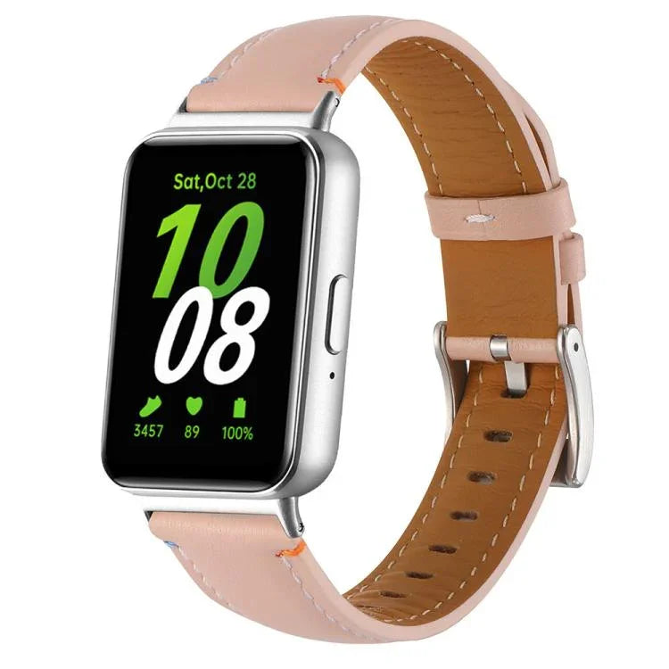 縫線尖尾皮革錶帶，適用於 Samsung Galaxy Fit 3