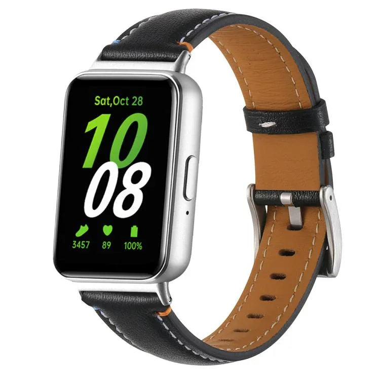 縫線尖尾皮革錶帶，適用於 Samsung Galaxy Fit 3