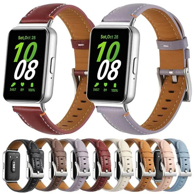 縫線尖尾皮革錶帶，適用於 Samsung Galaxy Fit 3