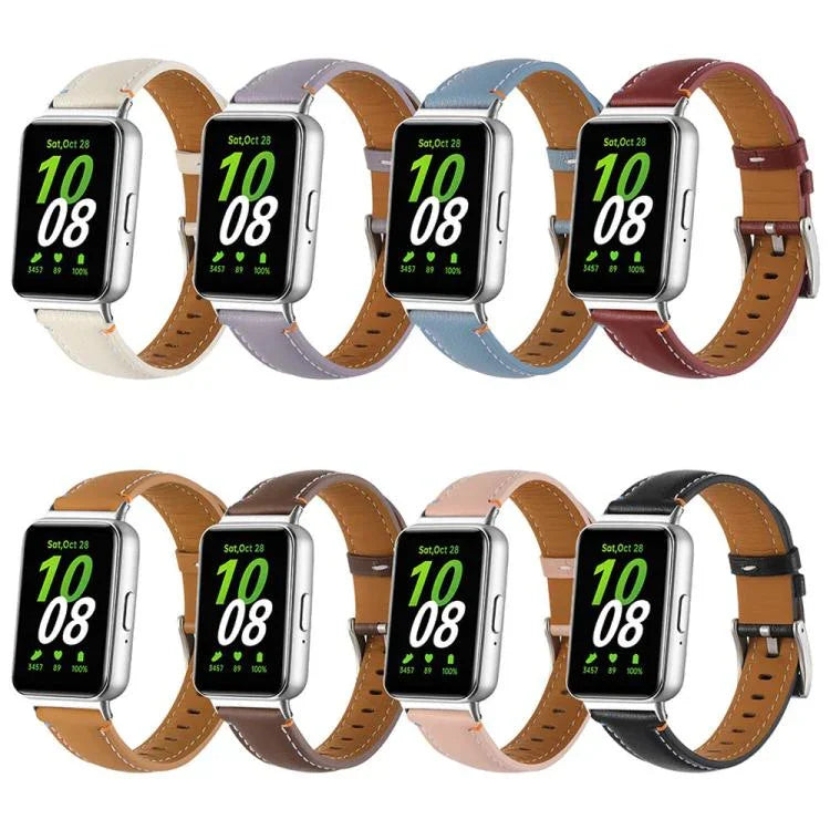縫線尖尾皮革錶帶，適用於 Samsung Galaxy Fit 3