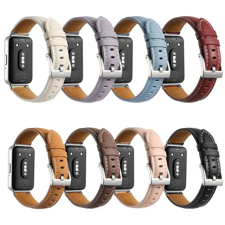 縫線尖尾皮革錶帶，適用於 Samsung Galaxy Fit 3