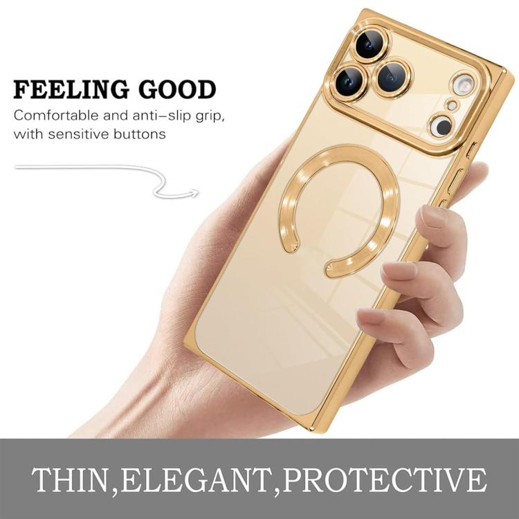 直角方形電鍍CD紋TPU MagSafe手機殼，適用於iPhone 17 Pro Max，適用於iPhone 17 Pro，適用於iPhone 17，適用於iPhone Air，適用於iPhone 16 Pro Max，適用於iPhone 16 Pro