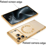直角方形電鍍CD紋TPU MagSafe手機殼，適用於iPhone 17 Pro Max，適用於iPhone 17 Pro，適用於iPhone 17，適用於iPhone Air，適用於iPhone 16 Pro Max，適用於iPhone 16 Pro
