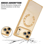 直角方形電鍍CD紋TPU MagSafe手機殼，適用於iPhone 17 Pro Max，適用於iPhone 17 Pro，適用於iPhone 17，適用於iPhone Air，適用於iPhone 16 Pro Max，適用於iPhone 16 Pro