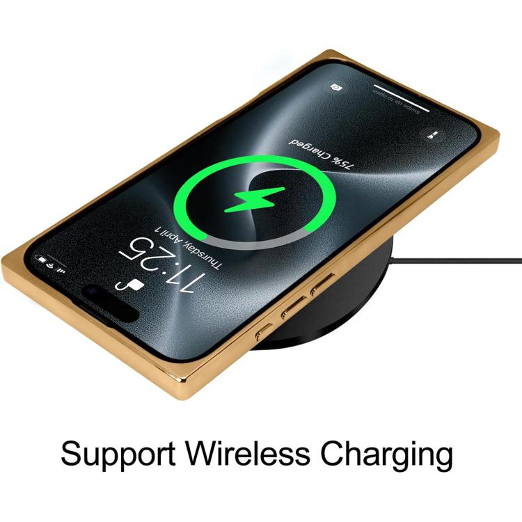 直角方形電鍍CD紋TPU MagSafe手機殼，適用於iPhone 17 Pro Max，適用於iPhone 17 Pro，適用於iPhone 17，適用於iPhone Air，適用於iPhone 16 Pro Max，適用於iPhone 16 Pro