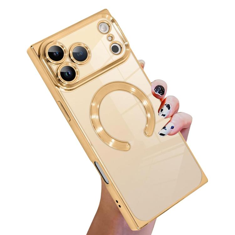 直角方形電鍍CD紋TPU MagSafe手機殼，適用於iPhone 17 Pro Max，適用於iPhone 17 Pro，適用於iPhone 17，適用於iPhone Air，適用於iPhone 16 Pro Max，適用於iPhone 16 Pro
