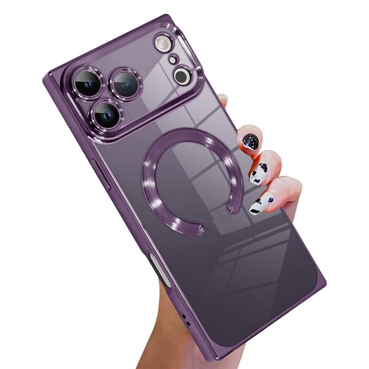 直角方形電鍍CD紋TPU MagSafe手機殼，適用於iPhone 17 Pro Max，適用於iPhone 17 Pro，適用於iPhone 17，適用於iPhone Air，適用於iPhone 16 Pro Max，適用於iPhone 16 Pro