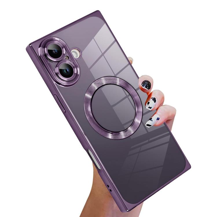直角方形電鍍CD紋TPU MagSafe手機殼，適用於iPhone 17 Pro Max，適用於iPhone 17 Pro，適用於iPhone 17，適用於iPhone Air，適用於iPhone 16 Pro Max，適用於iPhone 16 Pro